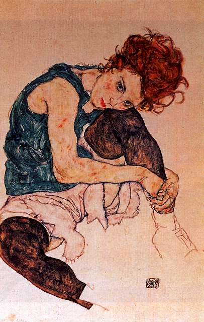 Egon Schiele Seated Woman with Bent Knee